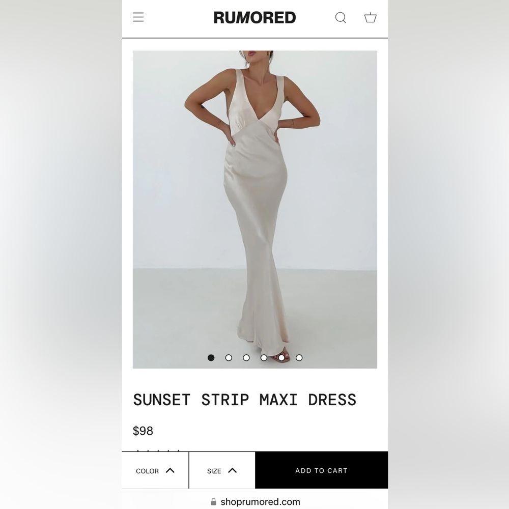 Rumored clothing: Sunset Mini Dress Champagne color